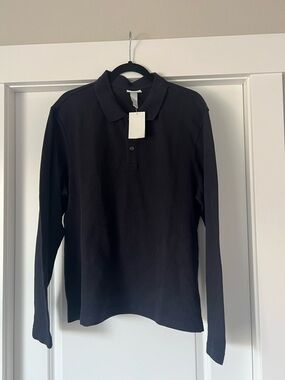 H&M Men’s Long Sleeve Polo Shirt Size XL  navy blue